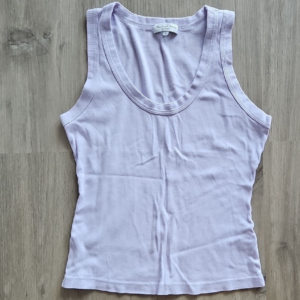 Lavender Michael Stars Sleevels Tank Top 100% Cotton Made In USA